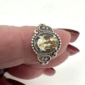 Sterling Silver Ring with Yellow Gemstone